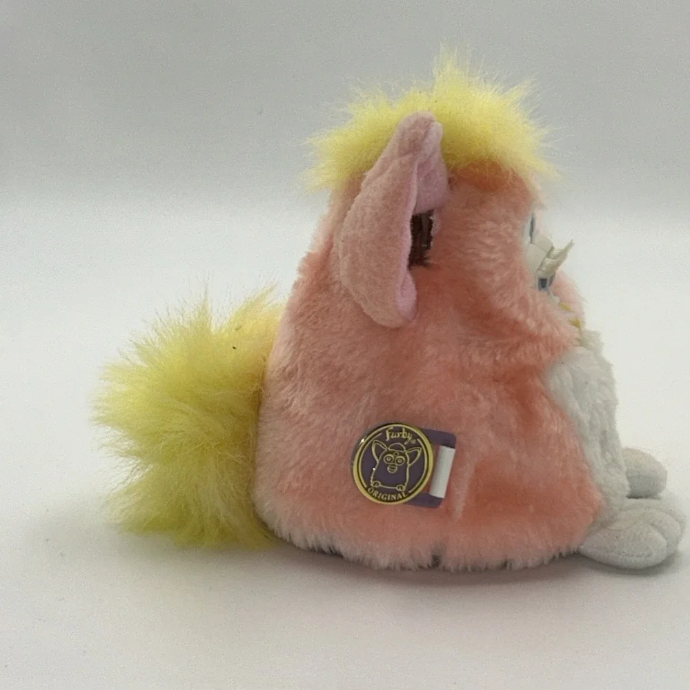 Furby Baby Peachy Pink Yellow White Tiger Electronics 1999 TESTED Working W Tags